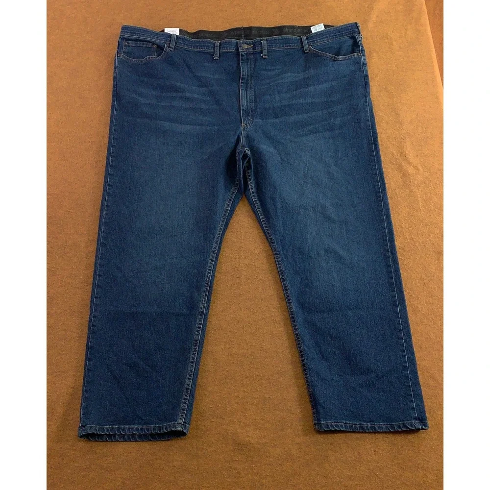 Wrangler Mens 60x30 Blue Authentics Comfort Flex Straight Leg Jeans NWT